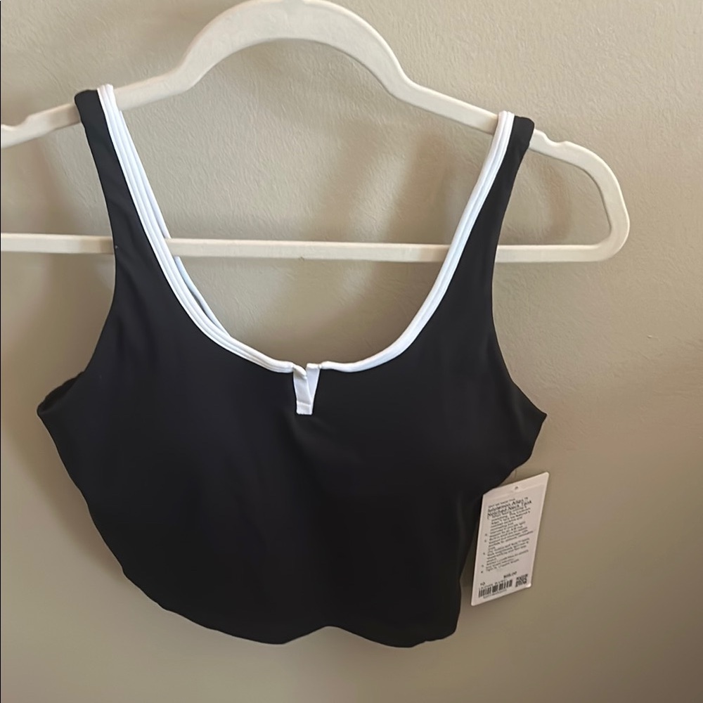 Lululemon Athletica Black and White Notched-Neck Tank